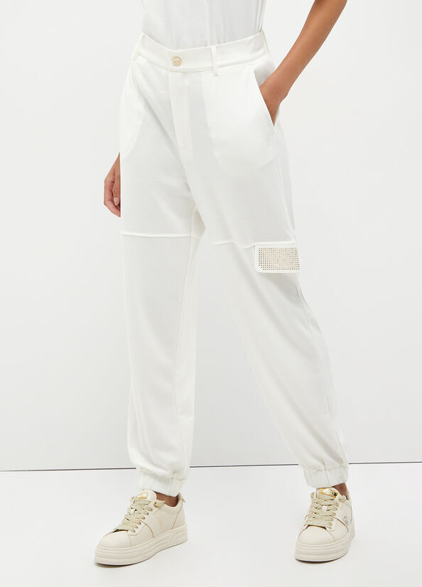 White Women\'s Liu Jo Studded Cargo Pants | TKR-094781