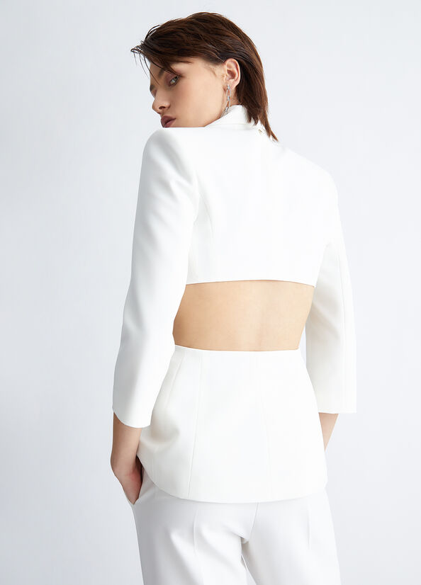 White Women's Liu Jo White Blazer With Cut-Out Jackets | ZNX-586947