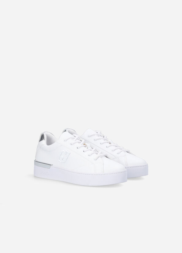 White Women's Liu Jo White With Logo Sneakers | ODX-601928