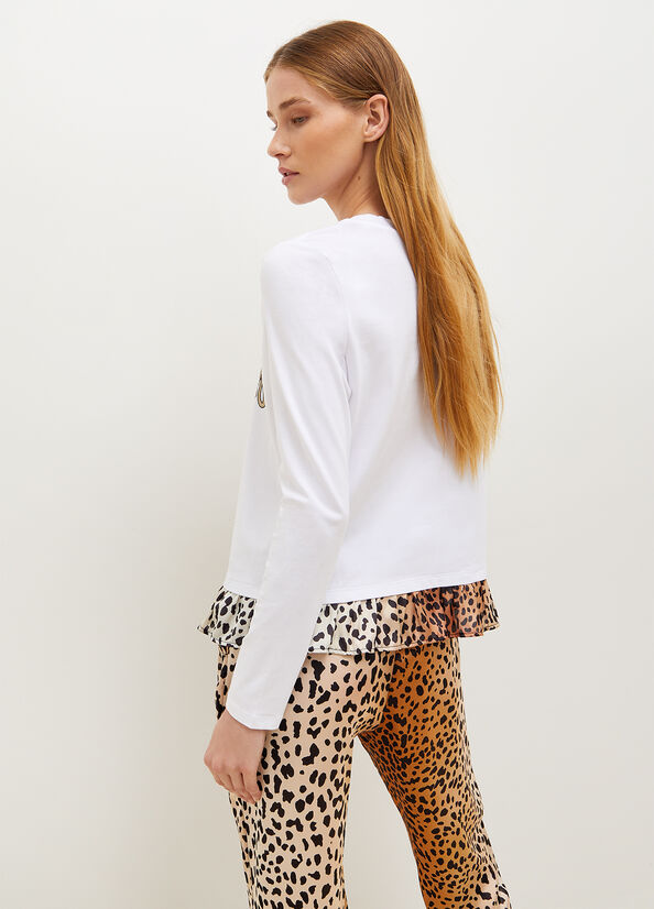 White Women's Liu Jo With Animal-Print Heart T Shirts | RLK-243980