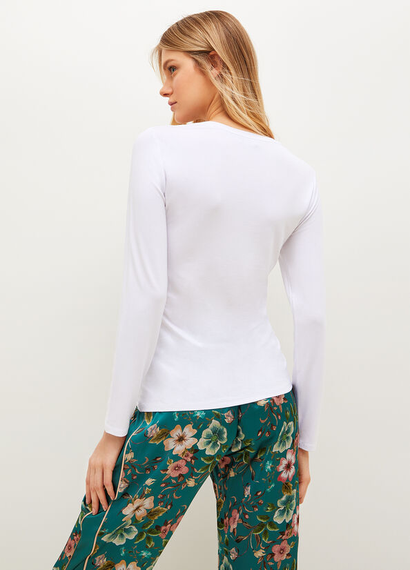 White Women's Liu Jo With Floral Logo T Shirts | ZWJ-472059