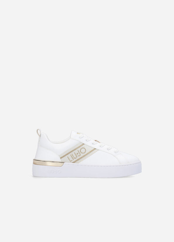 White Women\'s Liu Jo With Jacquard Logo Sneakers | FKE-349152