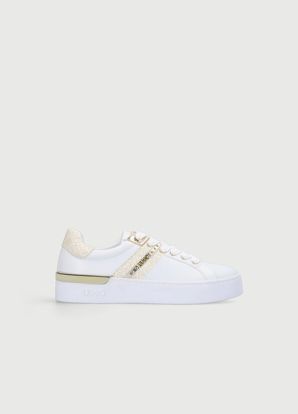 White Women's Liu Jo With Monogram Detail Sneakers | DWE-940172