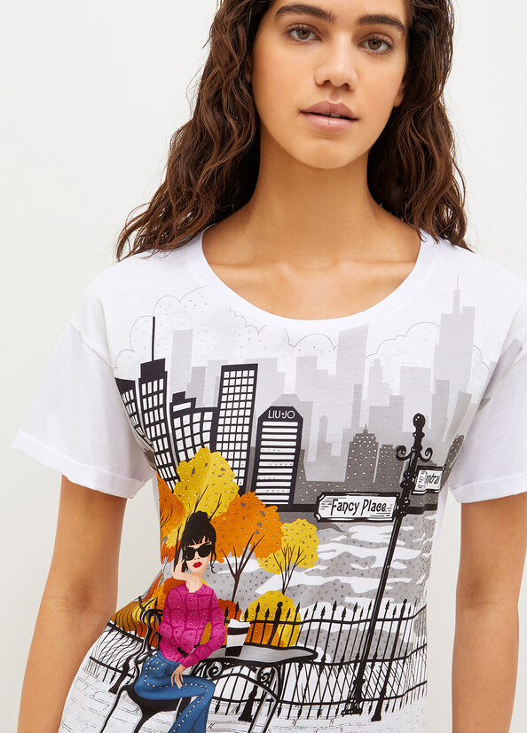 White Women's Liu Jo With New York Print T Shirts | LSN-736190