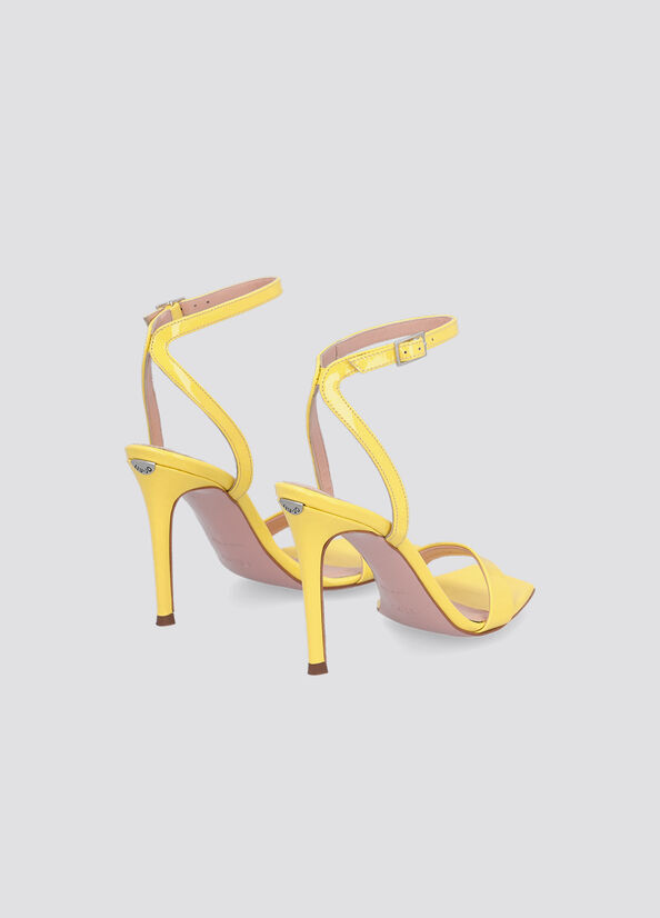 Yellow Women's Liu Jo Patent Leather Heeled Sandals | ODG-145278