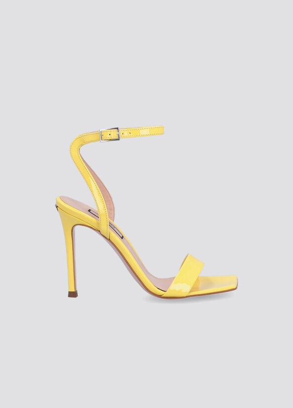 Yellow Women\'s Liu Jo Patent Leather Heeled Sandals | ODG-145278