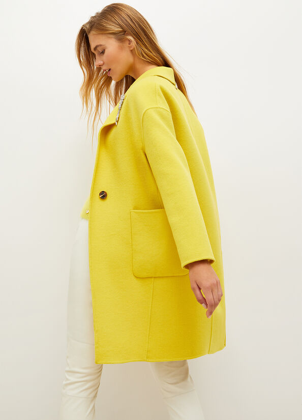 Yellow Women's Liu Jo With Jewel Brooch Coats | ILZ-954187