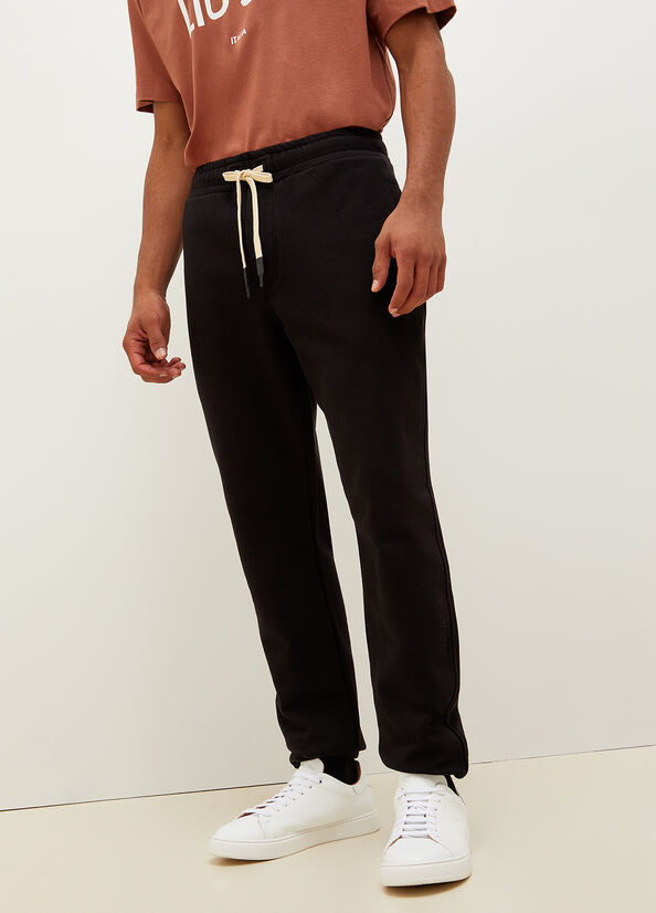 Black Men's Liu Jo Pure Cotton Joggers Pants | UAM-360487