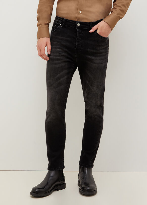 Black Men's Liu Jo Twisted Skinny Jeans | CYR-160532