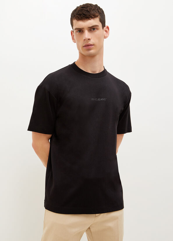 Black Men's Liu Jo With Logo T Shirts | EPU-412358