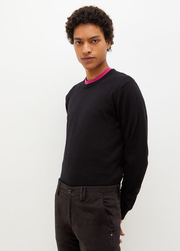 Black Men's Liu Jo Wool And Cotton Sweaters | EBL-164075