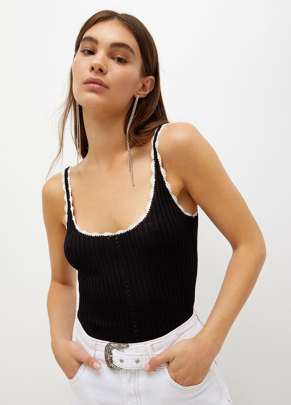 Black / White Women's Liu Jo Knit Sweaters | ZHG-954713
