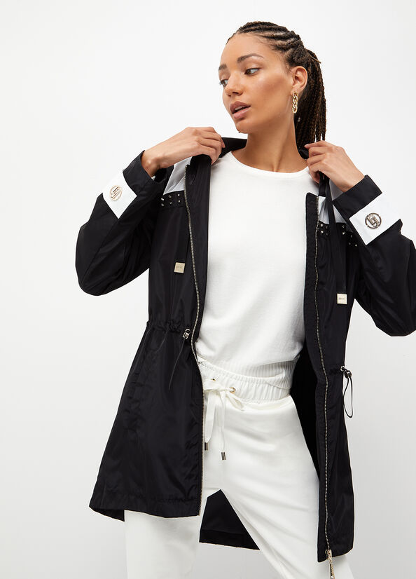 Black / White Women's Liu Jo Nylon With Studs Jackets | OHP-014725