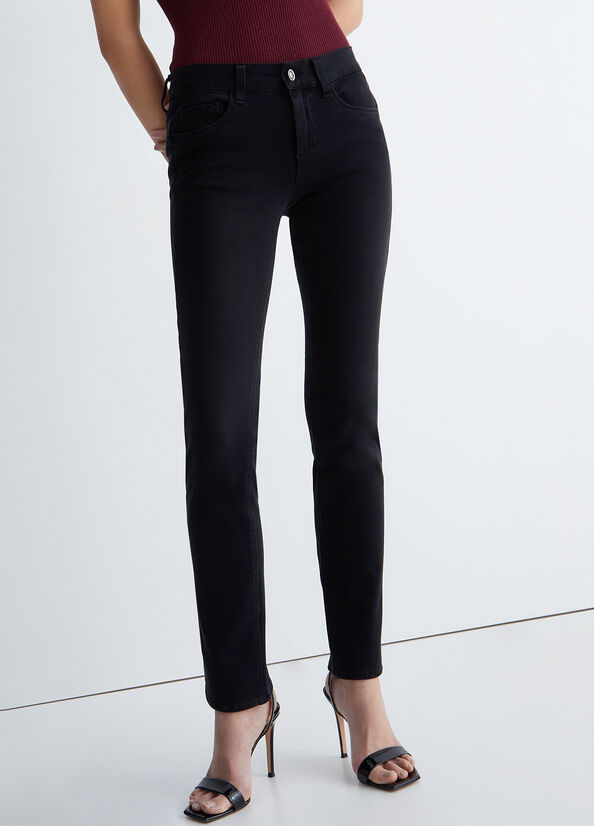 Black Women's Liu Jo Bottom-Up Slim- Slim-Fit Jeans | VTF-813756