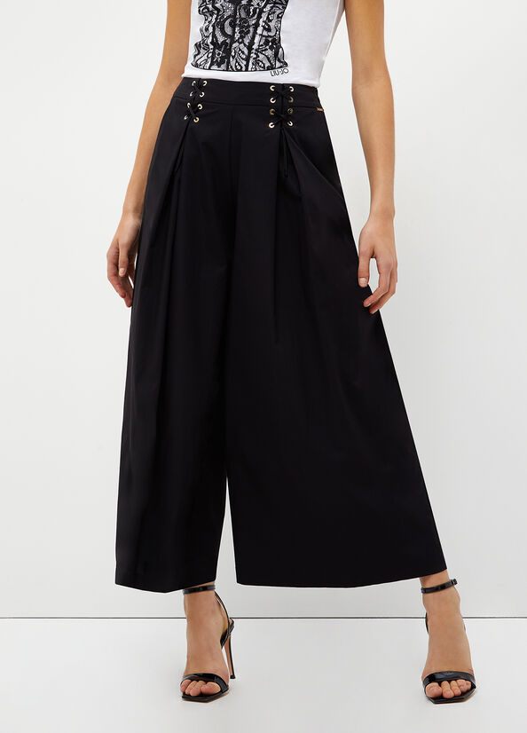 Black Women's Liu Jo Cropped Poplin Pants | USY-306925