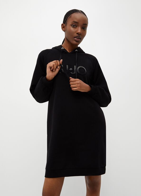 Black Women's Liu Jo Eco-Friendly Fleece Dress | WYG-289461