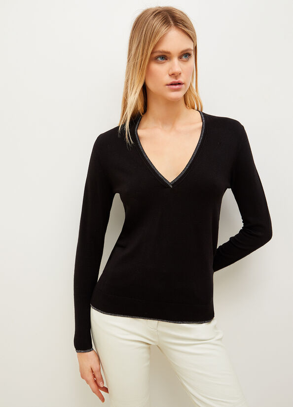 Black Women's Liu Jo Eco-Friendly Lurex® Sweaters | KST-037952