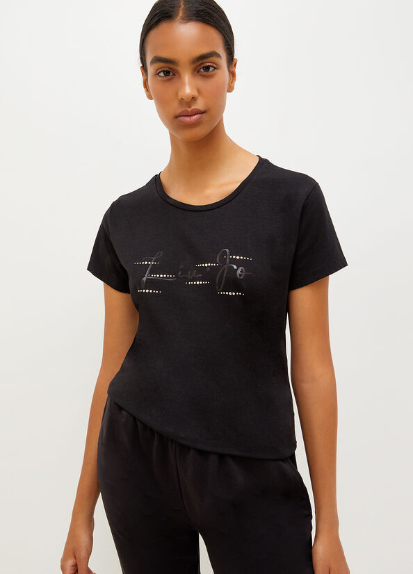 Black Women's Liu Jo Eco-Friendly With Logo T Shirts | KRX-864920