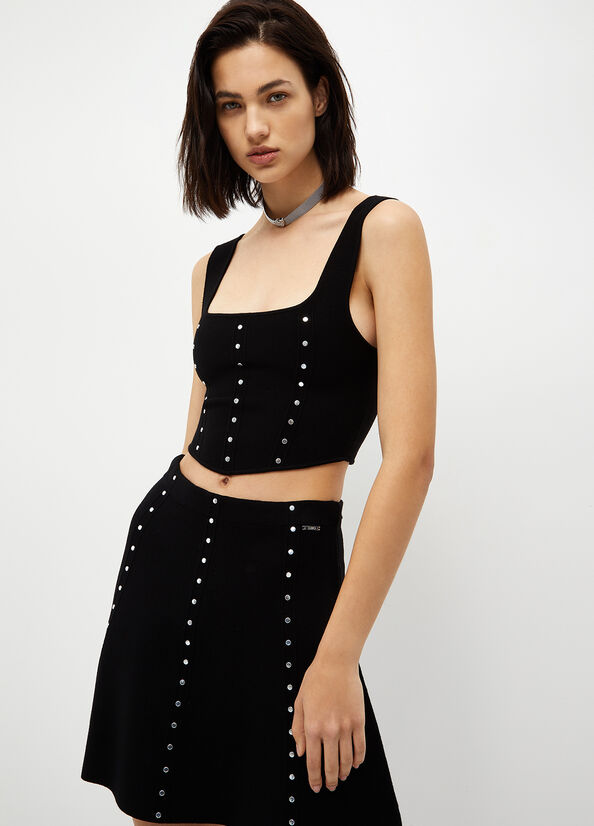 Black Women's Liu Jo Eco-Friendly With Studs Sweaters | YOP-395072