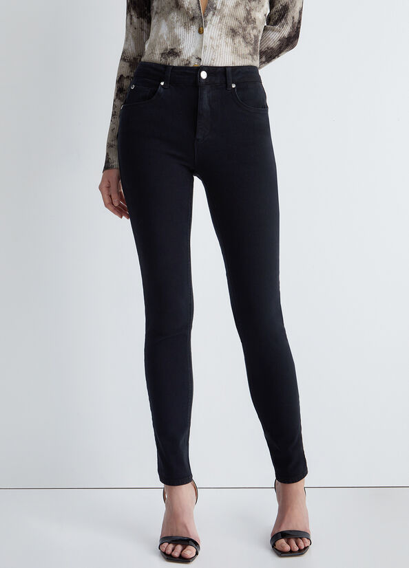 Black Women's Liu Jo High-Waisted Bottom Up Pants | KEG-401569