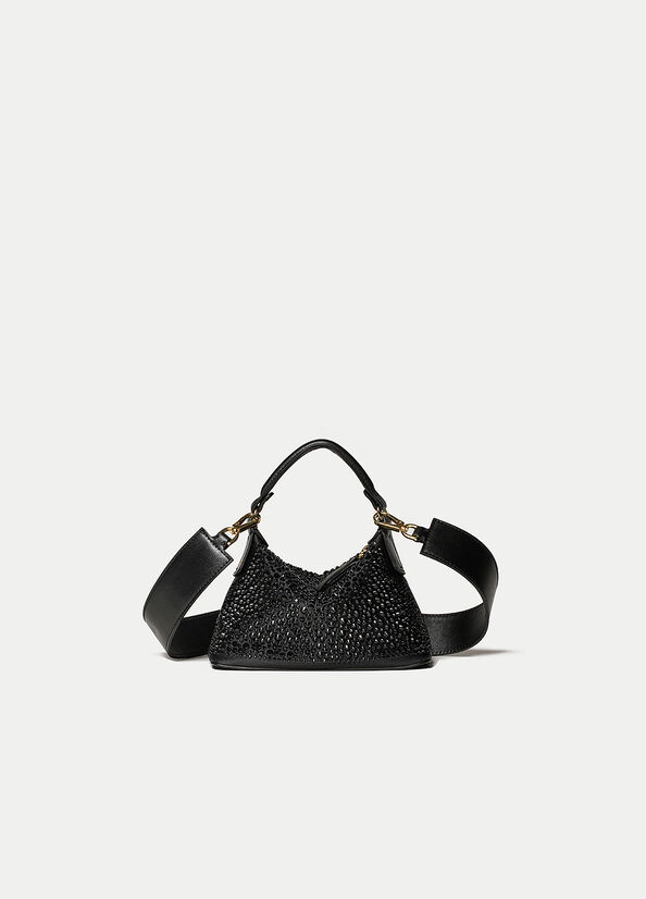 Black Women's Liu Jo Mini Hobo With Gemstones Crossbody Bags | VPC-451693