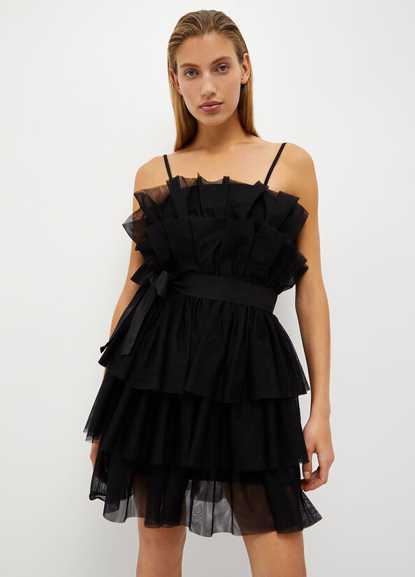 Black Women's Liu Jo Short Tulle Dress | AMS-825719