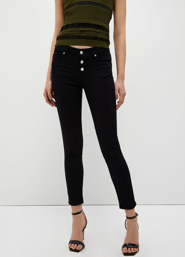 Black Women's Liu Jo Stretch Bottom Up Pants | NIG-360279