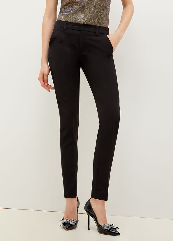 Black Women's Liu Jo Twill Chinos Pants | BXT-397106