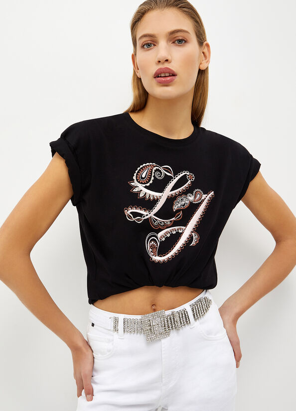 Black Women's Liu Jo With Embroidery Tops | UPI-053784