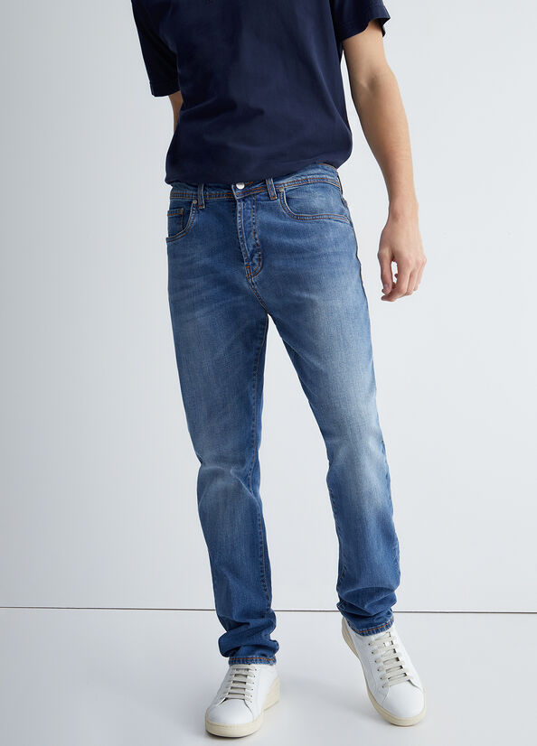 Blue Men's Liu Jo Regular Slim-Fit Jeans | ZKW-172954