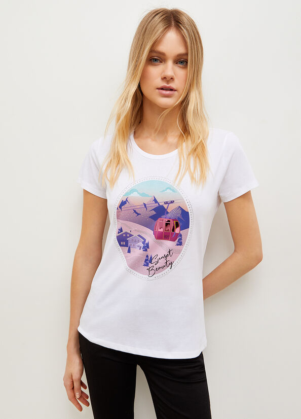 Blue Women's Liu Jo Eco-Friendly With Graphic Print T Shirts | TGN-653891