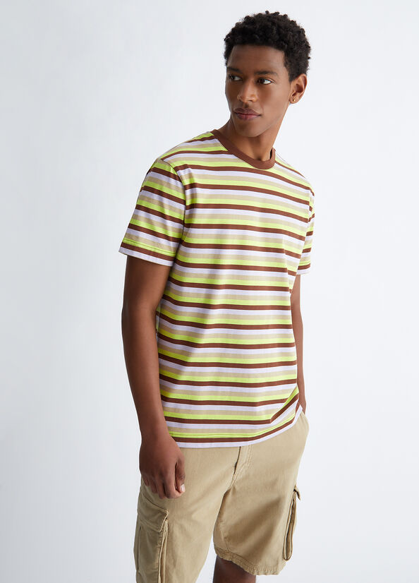 Brown Men's Liu Jo Striped T Shirts | LXJ-543720