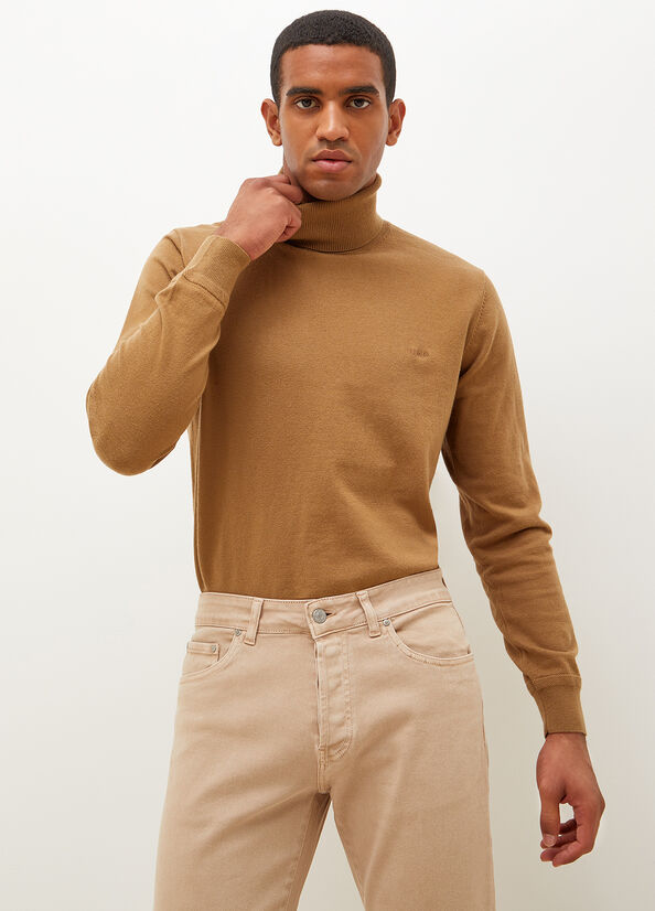Brown Men's Liu Jo Turtleneck In Cotton Sweaters | BEV-276159