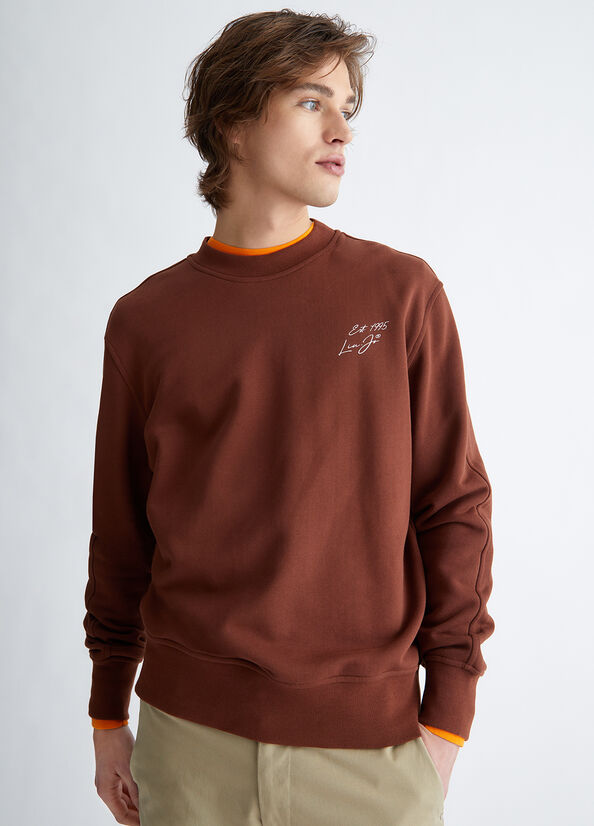 Brown Men's Liu Jo With Print On The Back Sweaters | YFE-807612