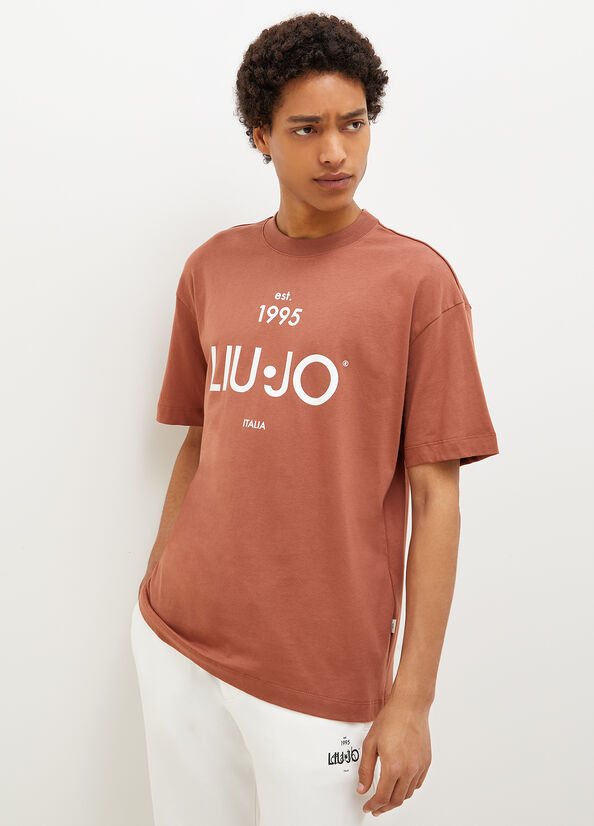 Brown Men's Liu Jo With Print T Shirts | HMV-801432
