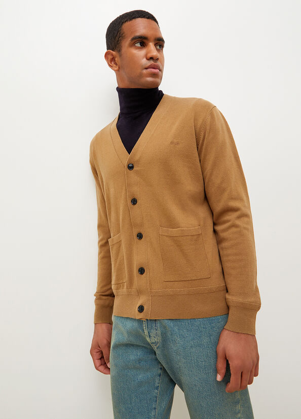 Brown Men's Liu Jo Wool Cardigan Sweaters | PJX-894137