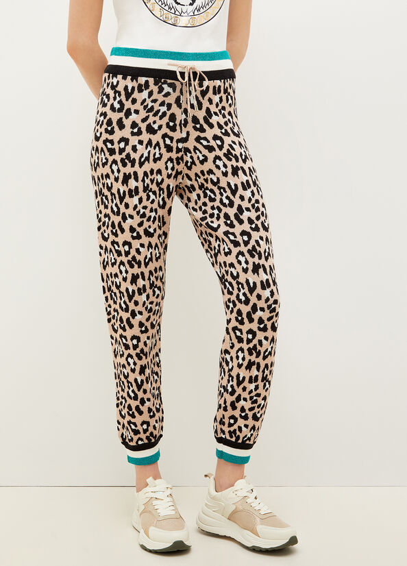 Brown Women's Liu Jo Animal-Print Jogging Pants | CWU-301827