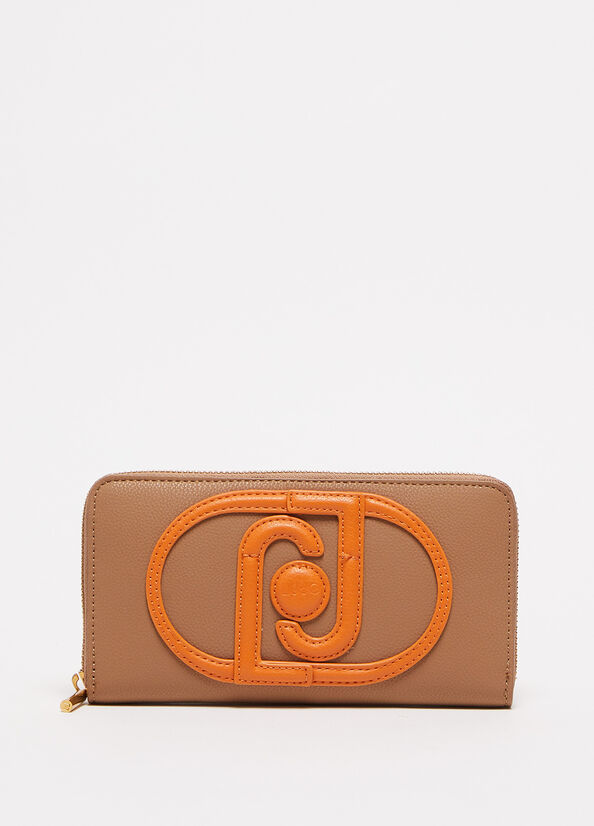 Brown Women's Liu Jo Zip Around With Logo Wallets | CEQ-430259