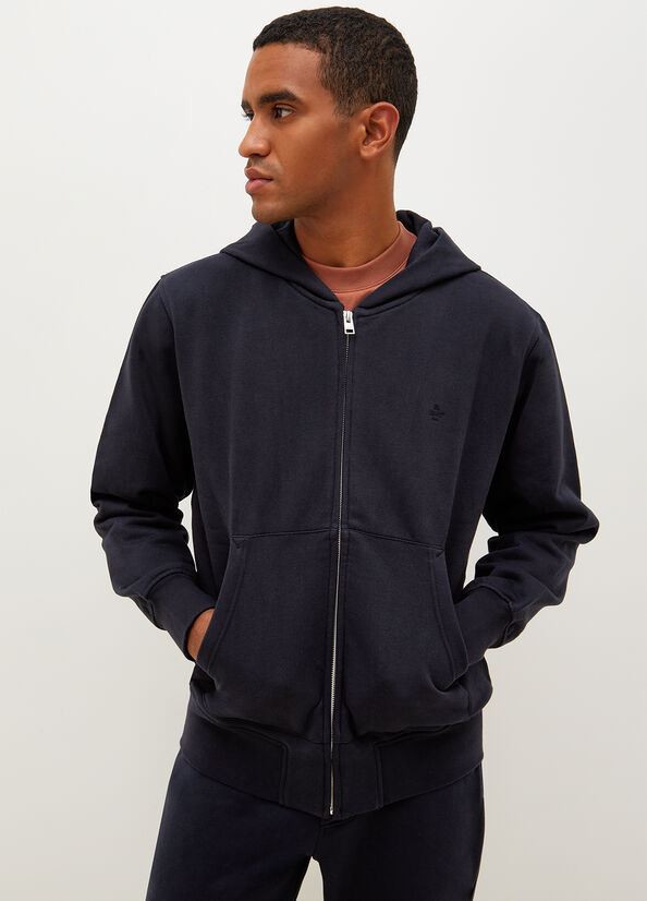 Dark Blue Men's Liu Jo Hooded With Zip Sweaters | UGB-284576