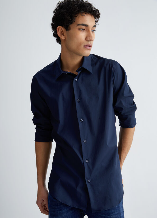 Dark Blue Men's Liu Jo Slim Fit Shirts | TSY-260914