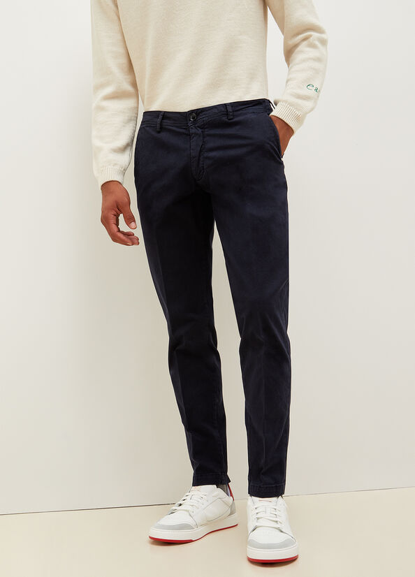 Dark Blue Men's Liu Jo Super Slim Chino Pants | TQK-046329