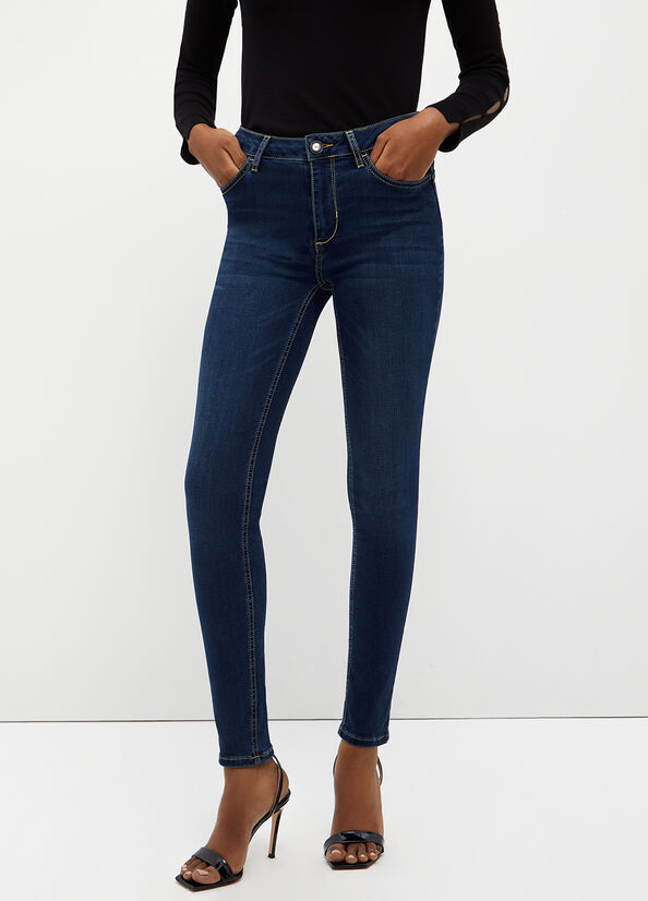 Dark Blue Women's Liu Jo Bottom Up Skinny Jeans | TCW-804621