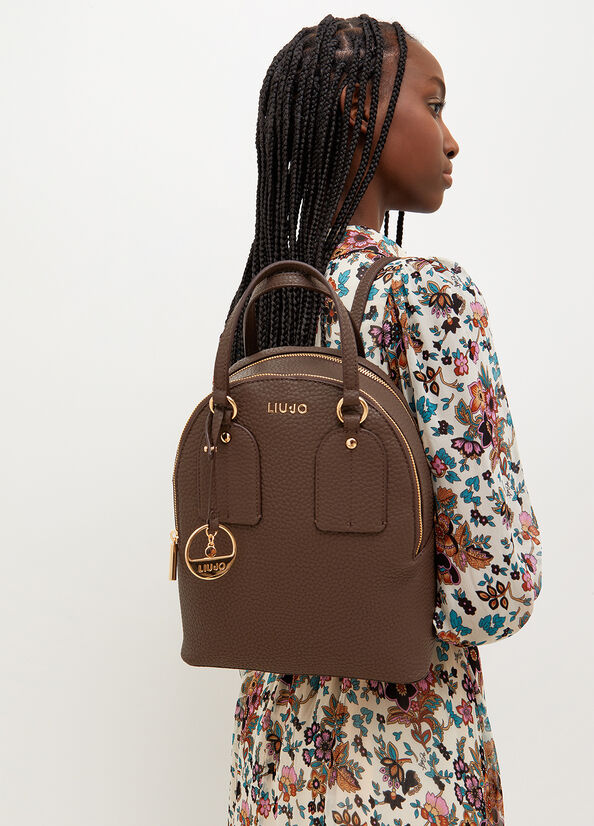 Dark Brown Women's Liu Jo Eco-Friendly With Charm Backpacks | KIP-318257