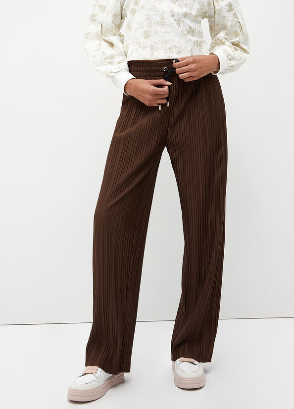 Dark Brown Women's Liu Jo Pleated Pants | QPB-391604