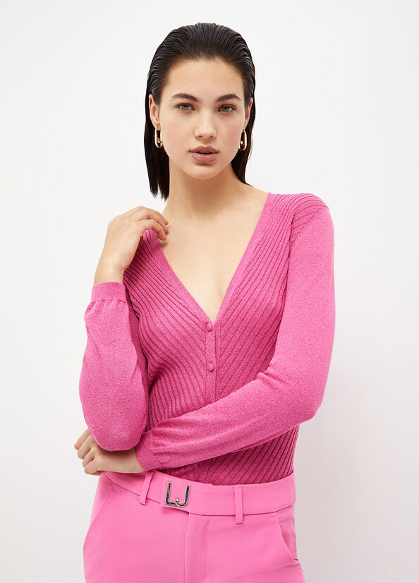 Fuchsia Women's Liu Jo Eco-Friendly Cardigan Sweaters | GBH-147358