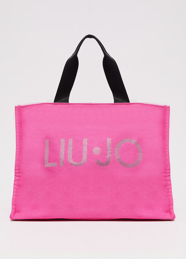 Fuchsia Women's Liu Jo In Canvas With Logo Shopper Bag | NJC-986205