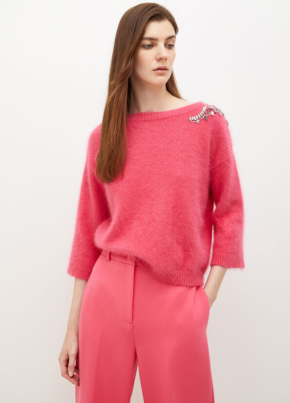 Fuchsia Women's Liu Jo With Gemstones Sweaters | QUT-904712