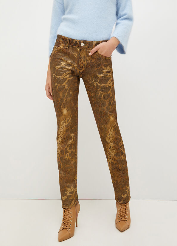 Gold Women's Liu Jo Drill With Animal Print Pants | ERB-657813