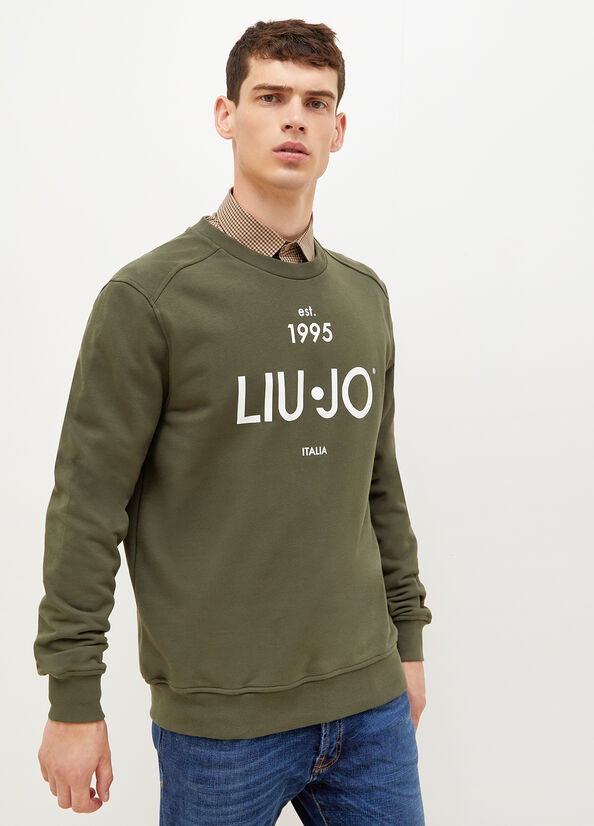 Green Men's Liu Jo With Logo 1995 Sweaters | UBJ-276389