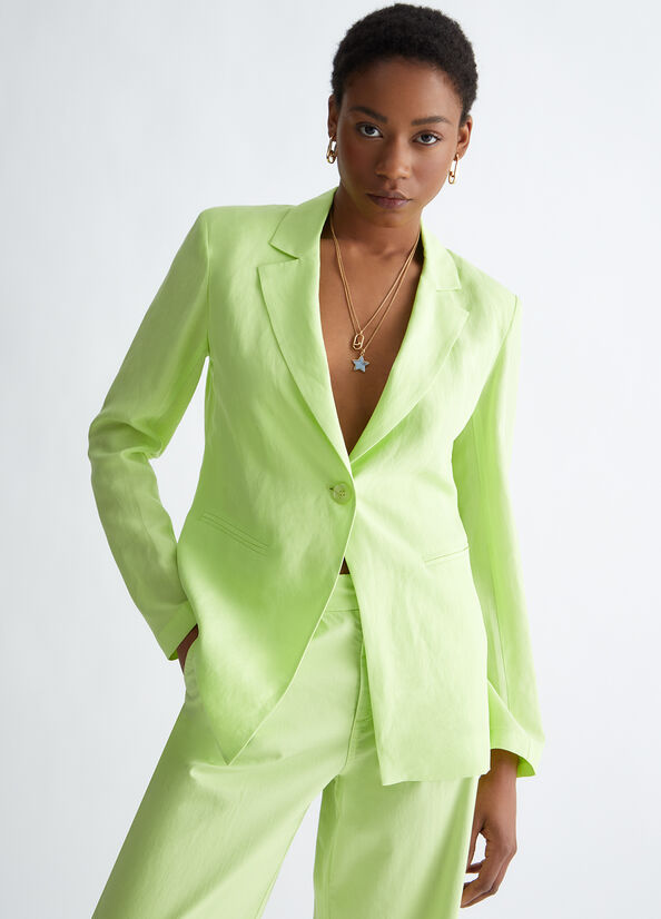 Green Women's Liu Jo Linen Blend Blazer Jackets | UAZ-107659